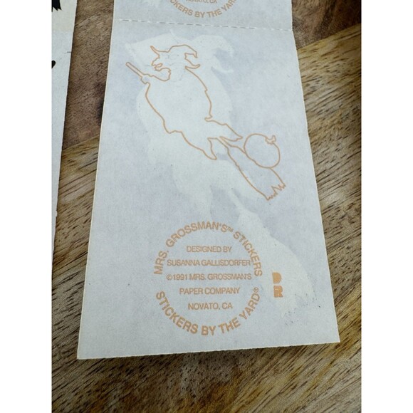 6 Vtg Mrs Grossman's Flying Witch Stickers Left & Right Facing Halloween Broom - Picture 3 of 3